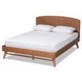 Baxton Studio Keagan Mid-Century Modern Transitional Walnut Brown Finished Wood Queen Size Platform Bed 184-11046-Zoro